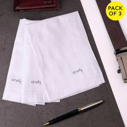 one8 By Virat Kohli Men's Premium Cotton Anti-Bacterial Handkerchief ( Set of 3) ["White x 3"] Handkerchief  (Pack of 3)