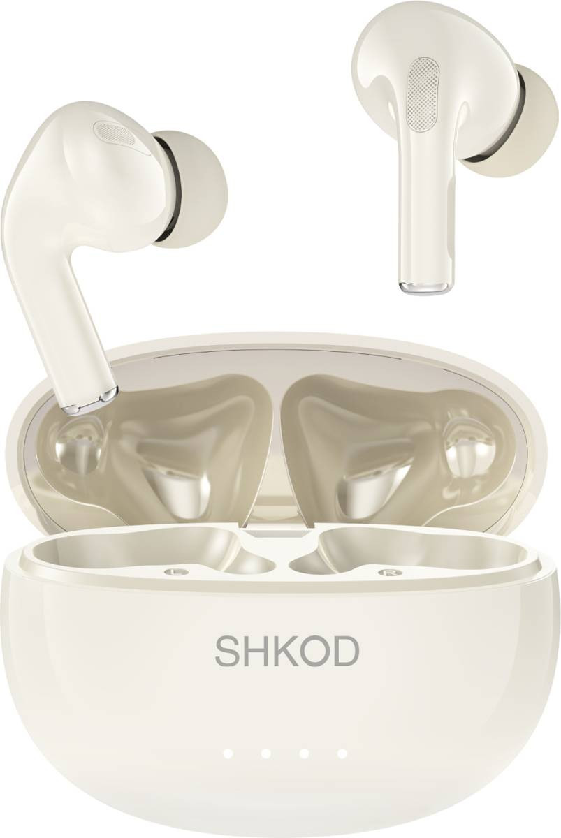 SHKOD AirLits3 Pro True Wireless in Ear Earbuds with 31H Playtime,Bluetooth 5.3(White) Earphone Cable Organizer