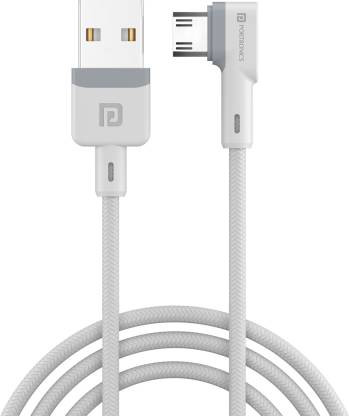 Portronics Micro USB Cable 2 A 1.2 m Konnect L  (Compatible with All Phones With Micro USB Port, White, One Cable)