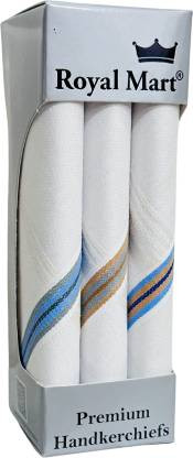 Royal Mart 3 Piece White Colour 15 Inch Complete Face Cover Handkerchief Men's Cotton Striped | Comfortable And Convenient For Long Hours | Handkerchief (Pack of 3) ["White"] Handkerchief  (Pack of 3)